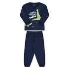 Pijama Longo Infantil Bicho Bagunça Estampado Azul Claro e Azul Marinho