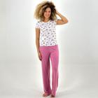 Pijama Lupo Manga Curta com Calça Feminino