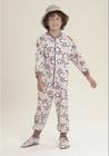 Pijama macacão infantil e teen panda pegada marrom- moletinho sem felpa