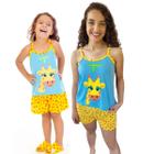 Pijama Mãe E Filha Baby doll Verão Adulto Infantil Girafa