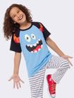 Pijama Manga Curta Infantil com Calça Meu Monstro Favorito Brilha no Escuro