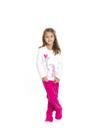 Pijama Manga Longa Flanelado Soft Infantil Menina Bichinhos - Branco e Rosa