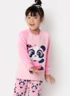 Pijama Manga Longa Menina Soft Panda Bailarina Puket