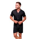Pijama Masculino Com Botões e Shorts Estampado Diones