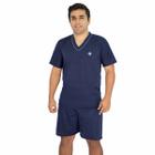 Pijama Masculino Curto Verão Liso Gola V