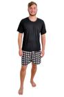 Pijama Masculino De Malha Adulto Curto Verão Blusa E Short