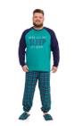 Pijama Masculino Plus Size Manga Longa Inverno Confortável 100%Algodão Tamanho Grande