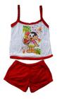 Pijama Menina Moca Infantil Feminina Short Regata Malha Conjunto Camiseta Personagem Alcinha Baby Doll Atacado Algodão