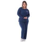 Pijama Plus Size Frio Inverno Com Bordado Feminino Adulto