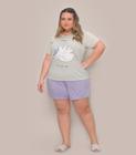 Pijama Plus Size Manga Curta Feminino Evanilda Cinza