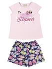 Pijama Quimby Curto Menina Sleepover Rosa