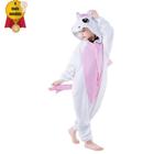 Pijama Unicórnio Branco Com Rosa Infantil Kigurume A Pronta Entrega