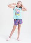 Pijama Verão Menina Infantil Verde Regata e Shorts Super Star