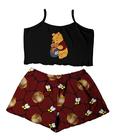 Pijama Vermelho Feminino Adulto Urso Puff Pote De Mel