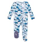 Pijamas Footie Posh Peanut para Recém-Nascido com Luvas Dobráveis - Modelo Sharks