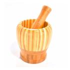 Pilão de Bambu Madeira com Socador Reforçado Cozinha Culinária Tempero