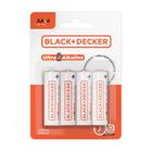 Pilha AA LR6 Black+decker Alcalina Kit 4 Unidades