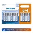 Pilha AA Pequena Philips Pilhas Comum Aa Alcalina Tipo modelo 2a Cilindrico Redonda Comum Normal Pilha Simples 10Un 6+4