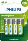 Pilha Aa Philips Rechargeable Hr6 Mignon Cilíndrica - Kit De 4 Unidades