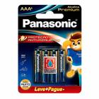 Pilha Alcalina Premium Panasonic Aaa Palito 06 Unidades Lr03egr/6b192 - Pç / 6