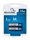 Pilha Recarregável AA Multilaser CB053 - 2500 mAh - com 2 unidades