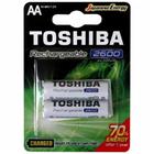 Pilha Recarregável AA Toshiba 2600MAH Cartela Com 2 Unidades