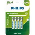 Pilha recarregável aaa 1000mah blister com 4 unidades r03b4rtu10/59 - PHILIPS