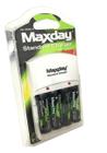 Pilha Recarregável Maxday 4 Aa Carregador Rápido Bivolt