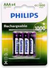 Pilha recarregavel philips aaa c/4 palito 1000mah