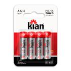 Pilha Zinco Aa 1,5v Comum Blister Com 4un Kian