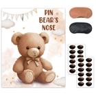 Pin The Noses on the Bear, jogo de festa Teddy Bear, pôster grande com 24 peças de adesivos de nariz para aniversário infantil, tema de chá de bebê - NATUOPPC