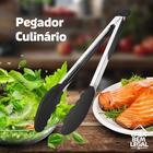 Pinça Pegador Culinário Silicone 30 Cm Multiuso Inox de Salada e Fritura