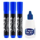 Pincel atomico pilot 1100.p-azul c/03un + reabastecedor 37ml