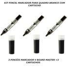 Pincel marcador quadro branco 3 un com 3 cartuchos preto kit - PILOT