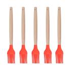 Pincel p Cozinha Vermelho Silicone Cabo Bambu Untador - 5un