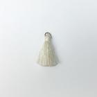 Pingente 2,5cm Bege C/ Argola Dourada Franja de Seda (Tassel) - 10 unidades