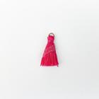 Pingente 2,5cm Rosa Pink C/ Argola Dourada Franja de Seda (Tassel) - 10 unidades