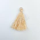 Pingente 4cm Creme Perola C/ Argola Dourada Franja de Seda (Tassel) - 10 unidades