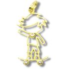 Pingente Boneco Menino Skate Zircônia Ouro 18k P120