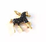 Pingente Cavalo Country Preto Folheado Ouro 18k