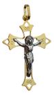 Pingente Crucifixo Bicolor Médio Ouro 18k