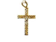 Pingente Crucifixo Ouro 18k Detalhe em Rhodium e Recortes Vazados Ishizaki - 1.75