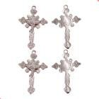 Pingente crucifixo trabalhado 49x33mm em zamac com 12 peças