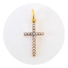 Pingente Cruz Cravejada 1,7cm - Banhado em Ouro - Original - Ponte Vecchio Joias