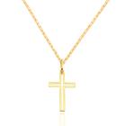 Pingente Cruz Crucifixo Com Corrente Maciça Em Ouro 18k 45 cm