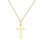 Pingente Cruz Crucifixo Com Corrente Maciça Veneziana Ouro 18k 50 cm