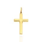Pingente Cruz Lisa Crucifixo Polido Em Ouro 18k Grande 25mm