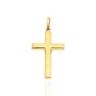 Pingente Cruz Lisa Crucifixo Polido Em Ouro 18k Grande 25mm
