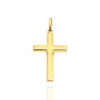 Pingente Cruz Lisa Crucifixo Polido Em Ouro 18k Grande 25mm