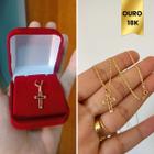 Pingente Cruz Ouro 18k Crucifixo Vazado Médio Ouro 750 Jóia Ouro